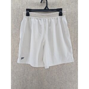 Fabletics Mens Athletic Shorts Off White Elastic Waist Logo Performance Small